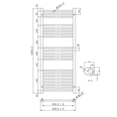 Heated Towel Rail technical drawing