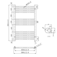 Technical Drawing Chrome Towel Radiator