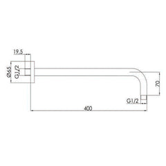 Wall mounted shower arm - Technical Drawing