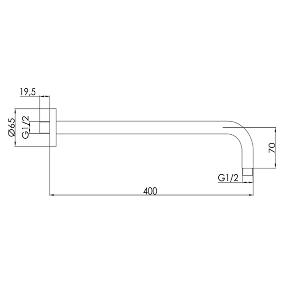 VOS Wall Mounted Shower Arm Technical Drawing