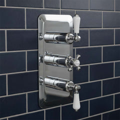 Victorian-Style 3-Outlet Vertical Concealed Thermostatic Valve- Chrome