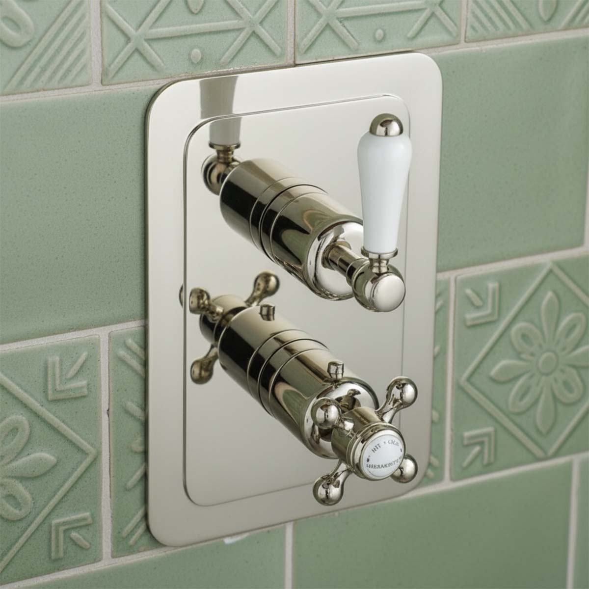 Victorian 2-Outlet Vertical Thermostatic Shower Mixer Valve - Nickel