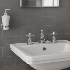 Victorian 3 hole pinch handles basin tap - chrome