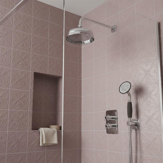 Victorian Shower Head 150mm With Wall Mounted Shower Arm 400mm - Chrome 1200