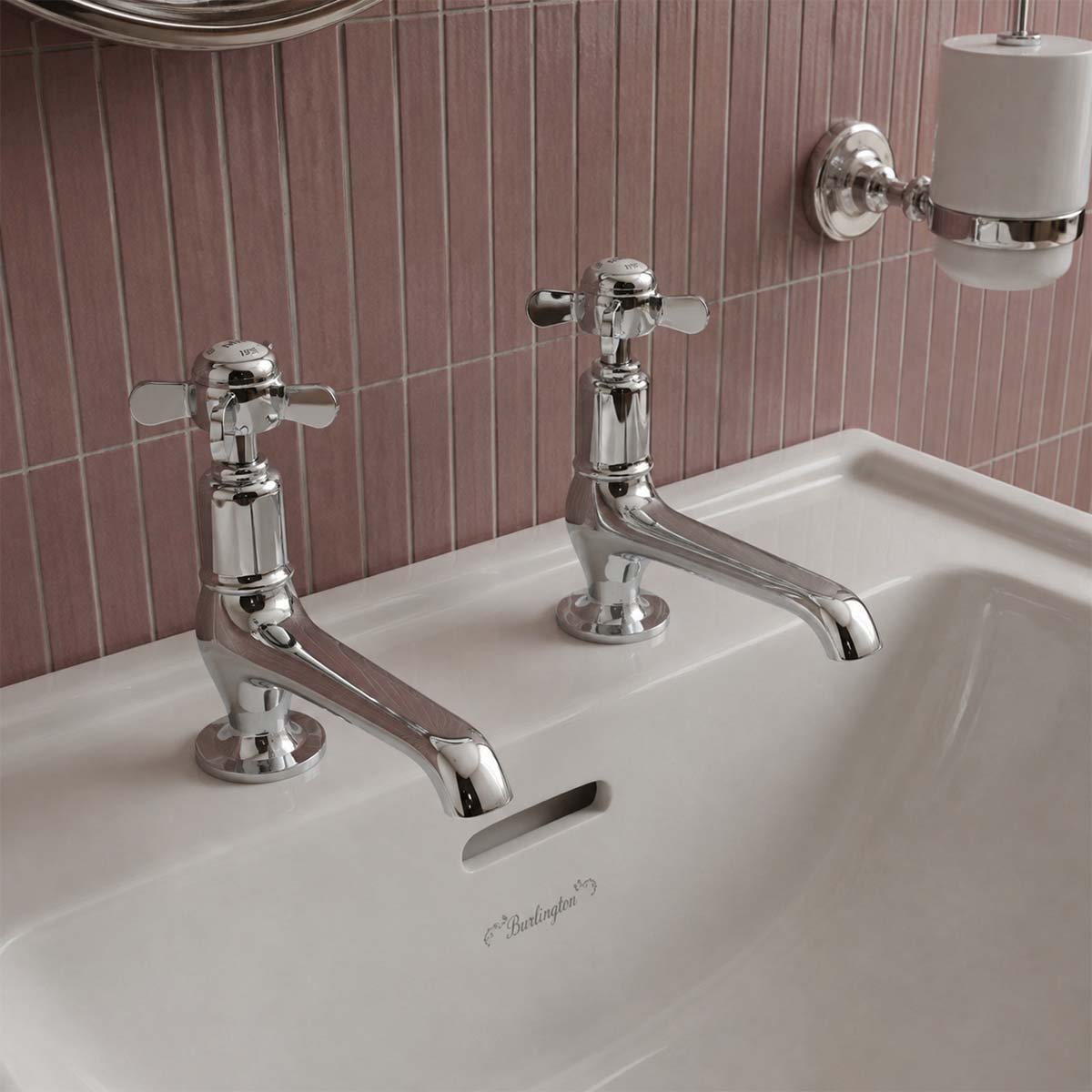 Victorian basin pillar taps chrome