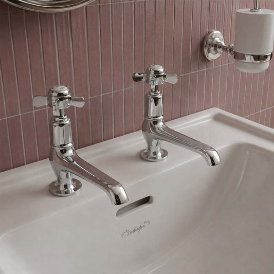 Victorian basin pillar taps chrome 1200