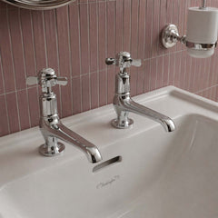 Victorian basin pillar taps chrome