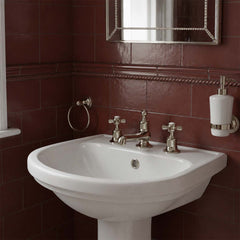 Victorian basin tap with crosshead pinch handles brushed nickel 