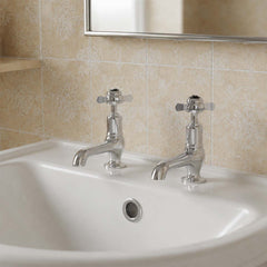 Victorian basin taps for small room - chrome