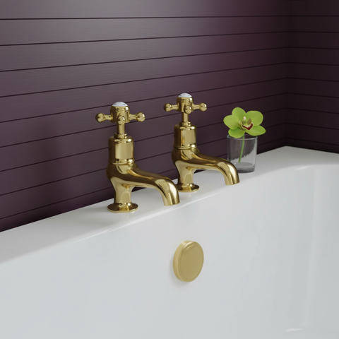 Victorian bath pillar taps gold 