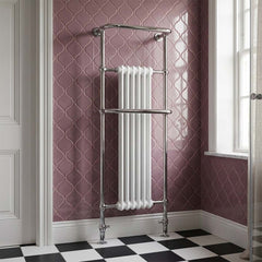 Victorian dual fuel towel radiator with over hanging rails 