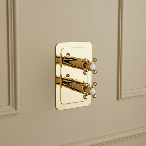 Victorian style 2 outlet concealed shower valve - gold 