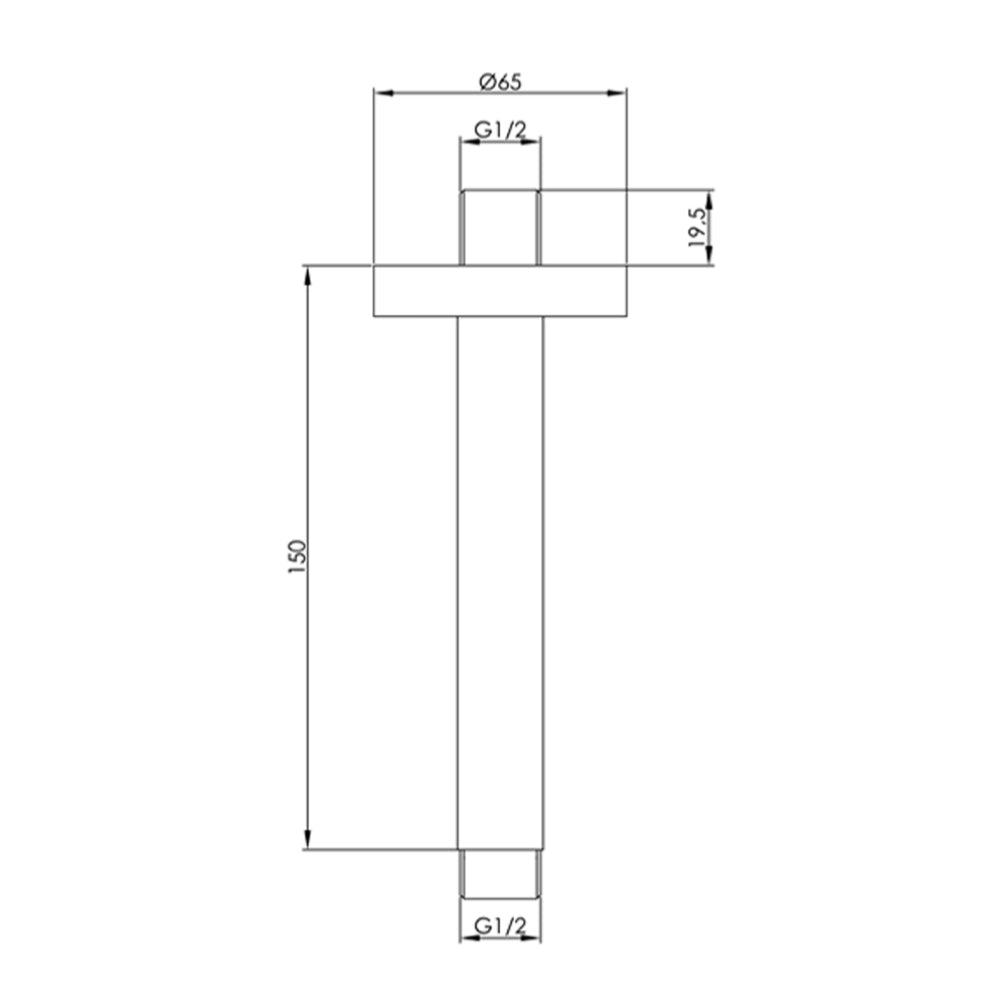 Ceiling Shower Arm Technical Drowing