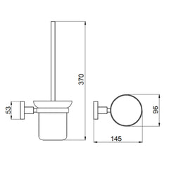 Black Toilet Brush Holder - Technical drawing