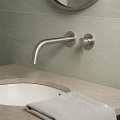 Wall-mounted stainless steel basin tap