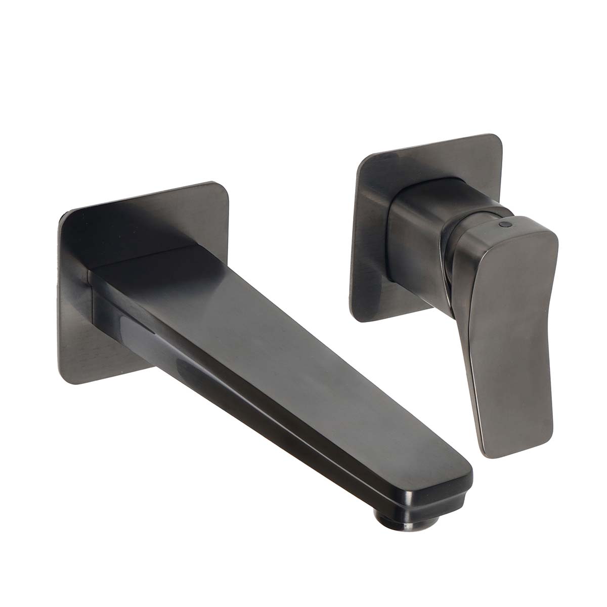 Wall Mounted 2-Hole Basin Mixer Tap - Brushed Black