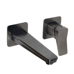 Wall Mounted 2-Hole Basin Mixer Tap - Brushed Black