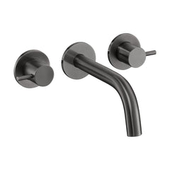 Wall Mounted 3-Hole Basin Mixer - Brushed Black