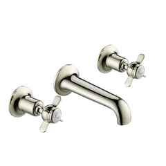 Wall Mounted 3-Hole Basin Mixer with Pinch Handles - Nickel IN iRELAND