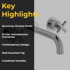 Chrome wall basin mixer tap