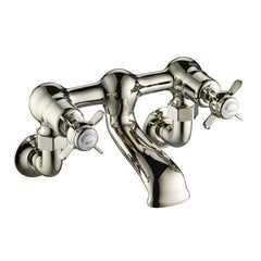 Wall Mounted Bath Filler Tap Pinch Handles - Nickel iRELAND
