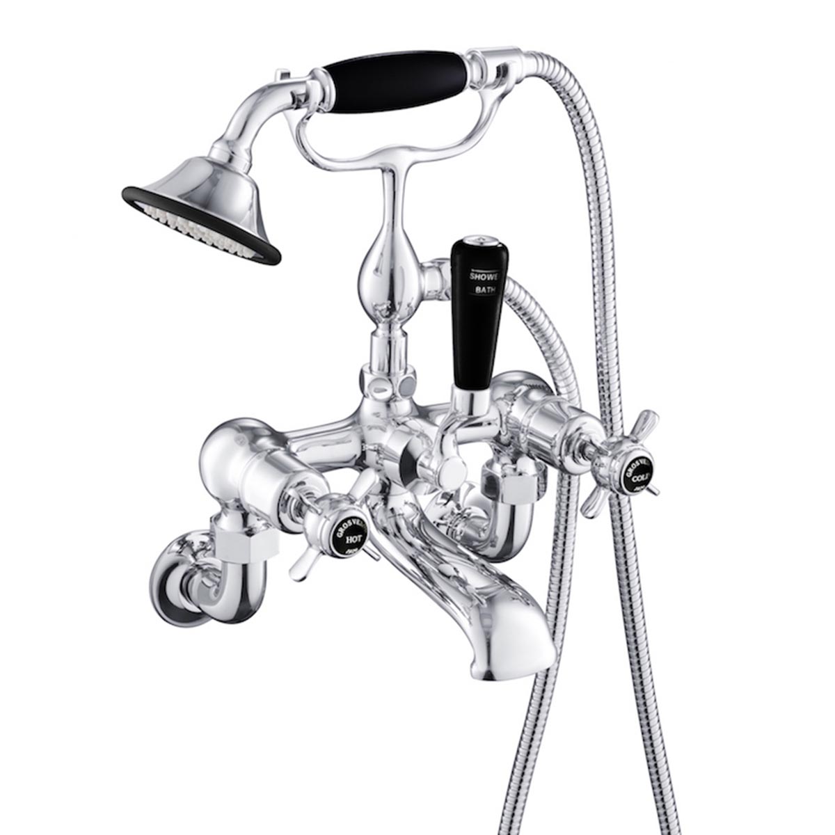Wall Mounted Bath Tap with Shower Kit Black Pinch - Chrome