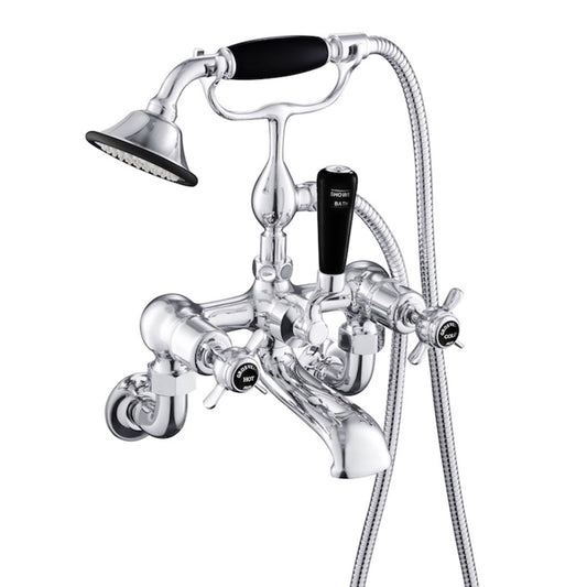 Wall Mounted Bath Tap with Shower Kit Black Pinch - Chrome 1200
