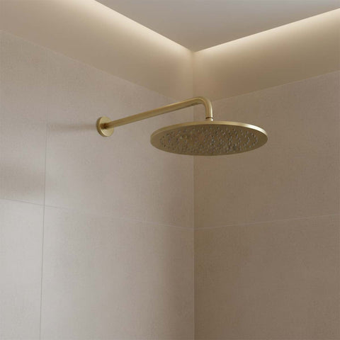 Wall Mounted Shower Arm, 400mm - Brushed Brass
