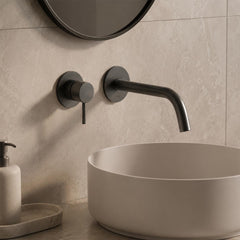 Wall Mounted Single Lever Brushed Black Basin Mixer with 250mm Spout