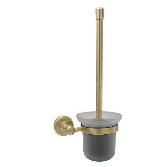 Wall Mounted Toilet Brush with Holder - Brushed Brass 1200