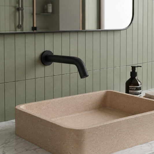 Wall mounted black sensor tap 1200