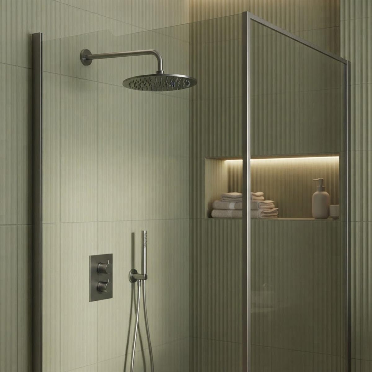 Wall mounted black shower arm and head set - Ireland 