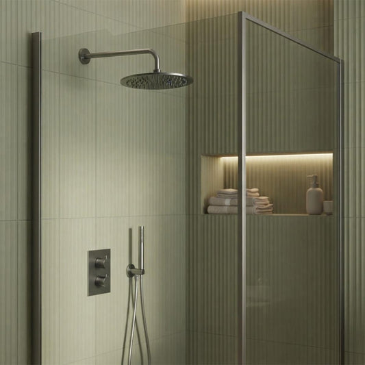 Wall mounted black shower arm and head set - Ireland  1200