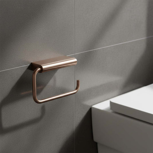 Wall mounted toilet roll holder - brushed bronze 
