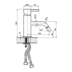 Stainless steel basin tap - Technical Drawing