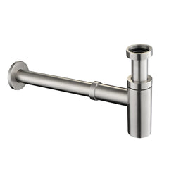 Brushed stainless steel bottle sink trap