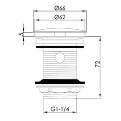 Brass sink waste - Technical drawing