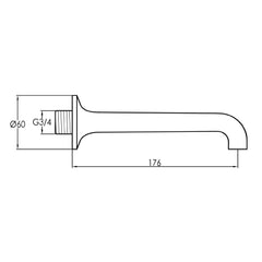 Gold bath spout - Technical drawing