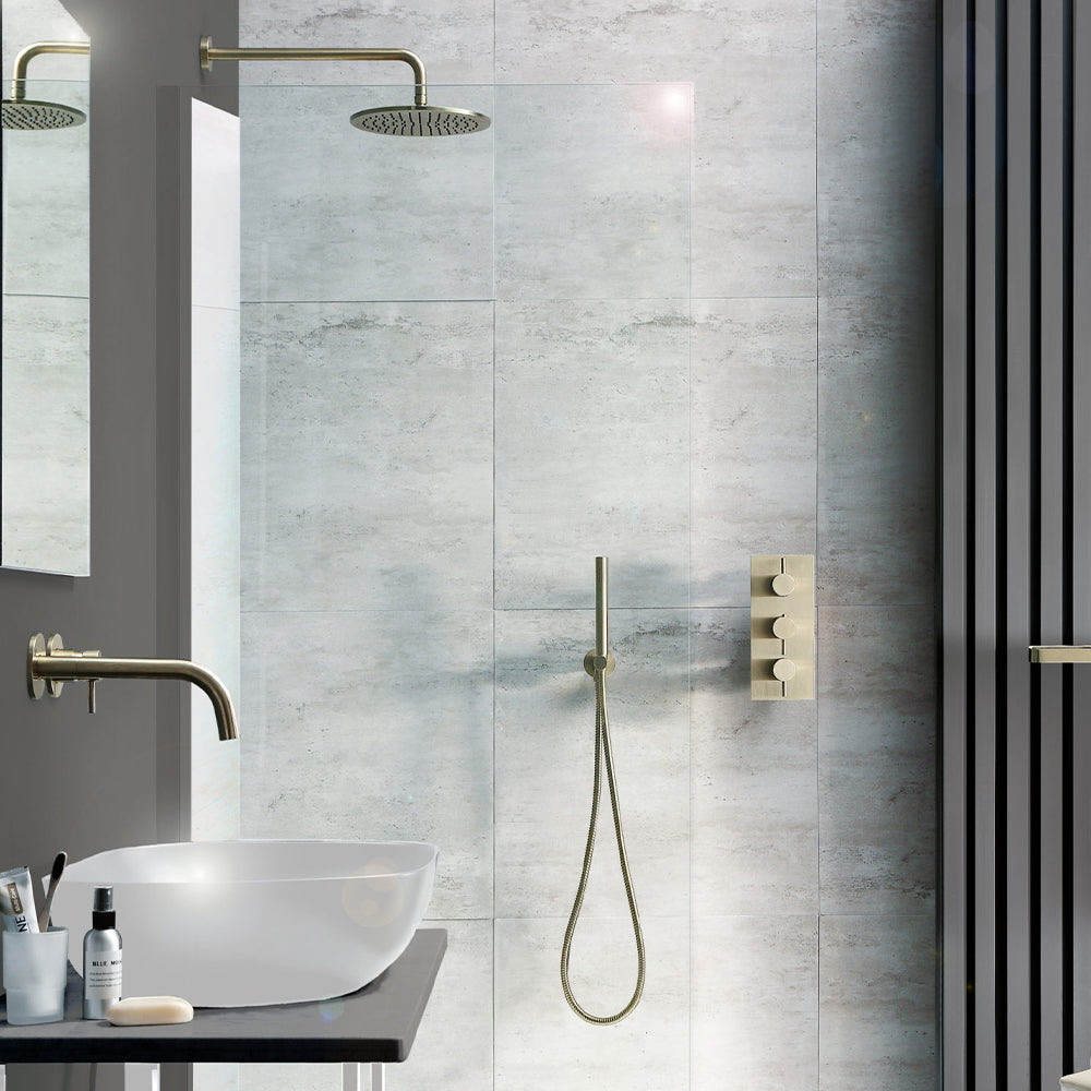 Vos Round Water outlet With Hose And Hand shower Brushed Brass