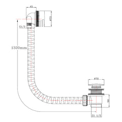 Bath filler waste - Technical drawing
