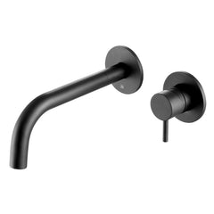 Matt black wall mounted sink tap
