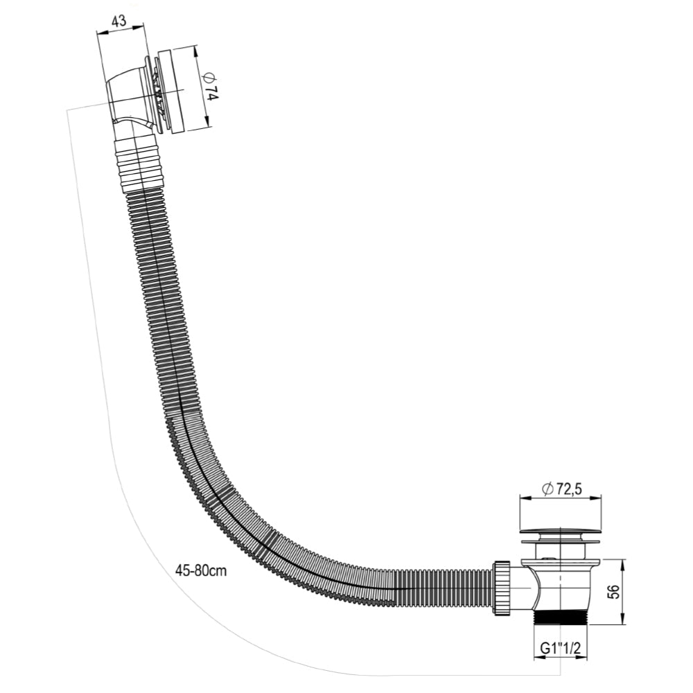 bath clicker waste technical drawing-tapron