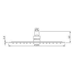 Steel shower head from ceiling - Technical drawing