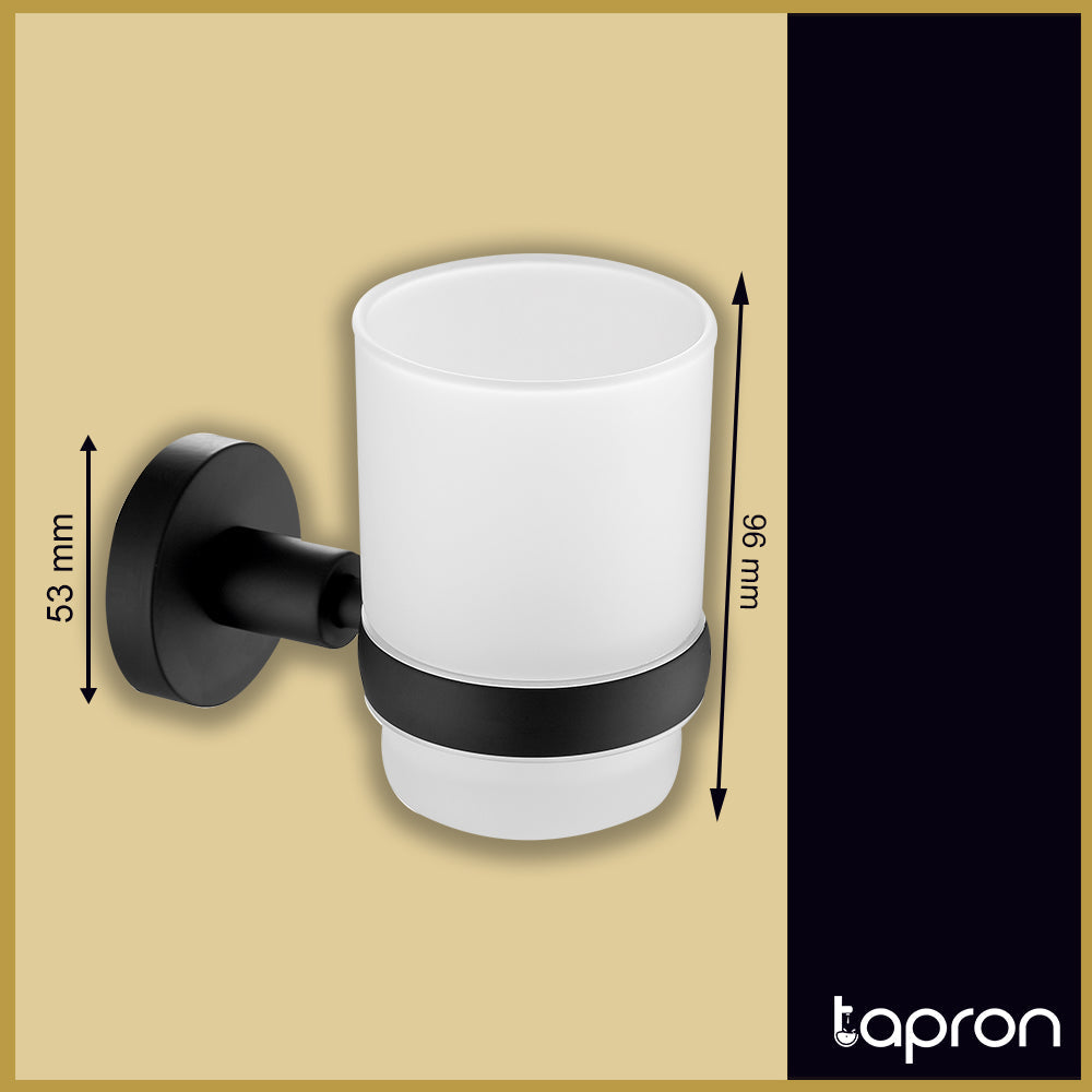 Matt Black wall mounted bathroom tumbler holder-Tapron