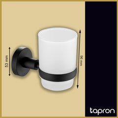 Matt Black wall mounted bathroom tumbler holder - Dimension