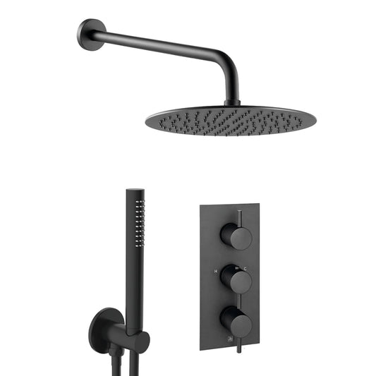 Black Concealed Shower Set - Matt Finish