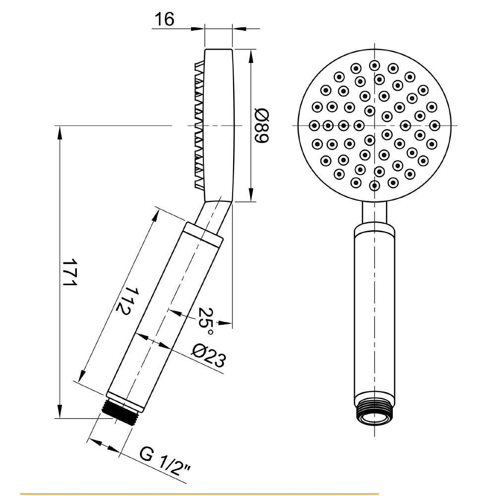 Inox Brushed Stainless Steel Round Shower Handle