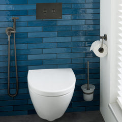 Wall mounted toilet roll and brush holder - tapron