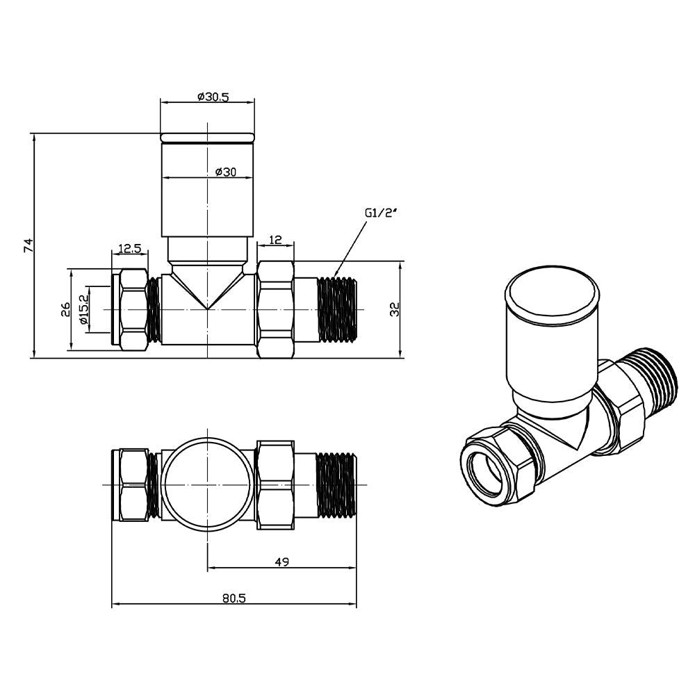 black traditional radiator valves-tapron