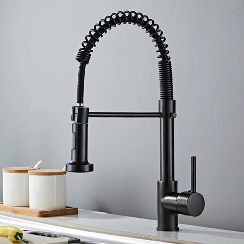 Black Kitchen Mixer Tap with Pull Out